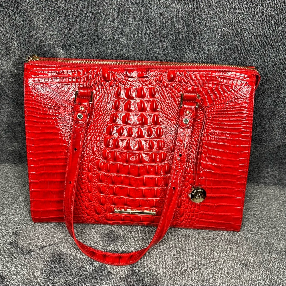 Brahmin Red Crocodile Embossed Tote